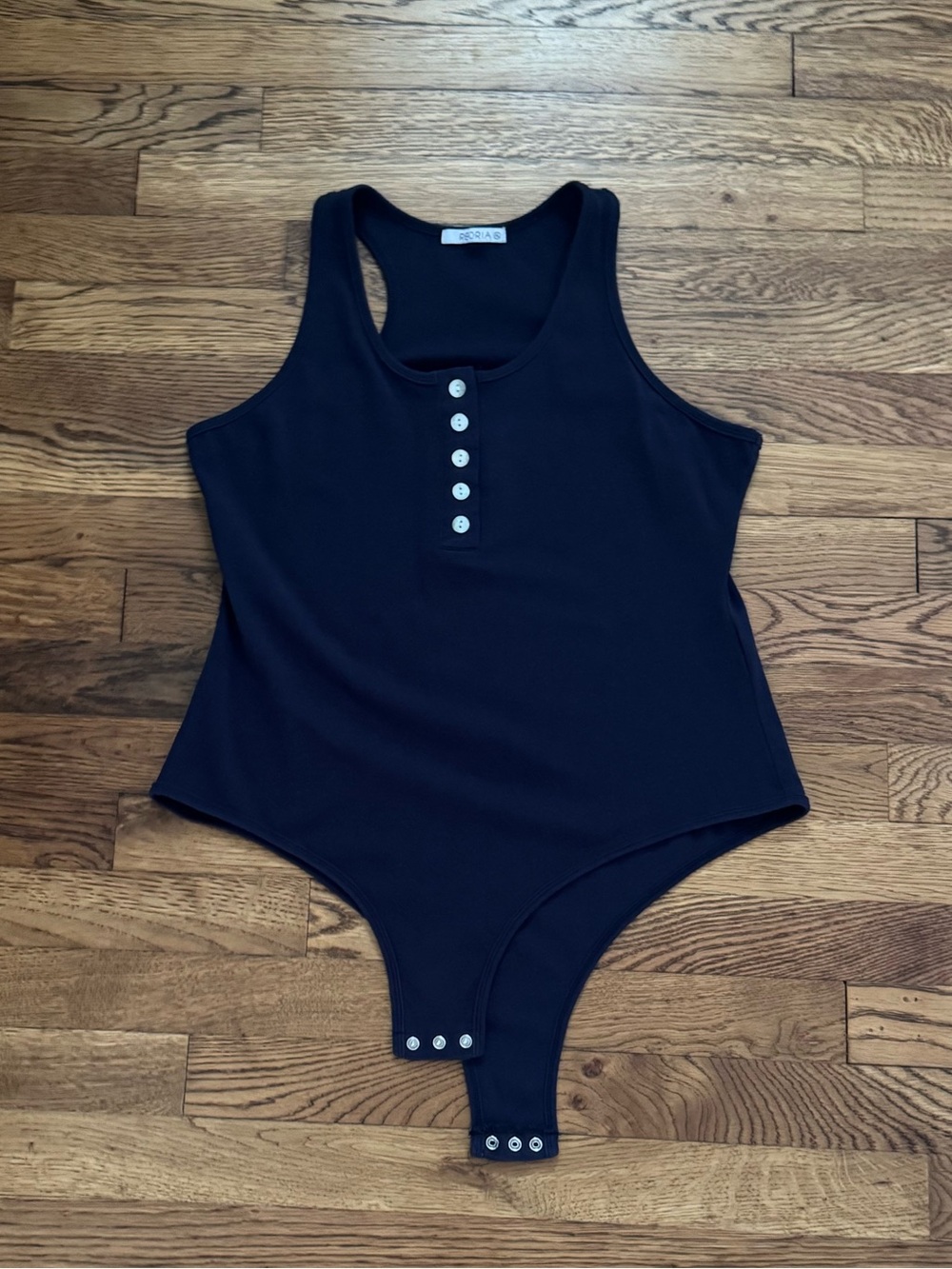 ReoRia Black One-Piece Bodysuit Tank, XL